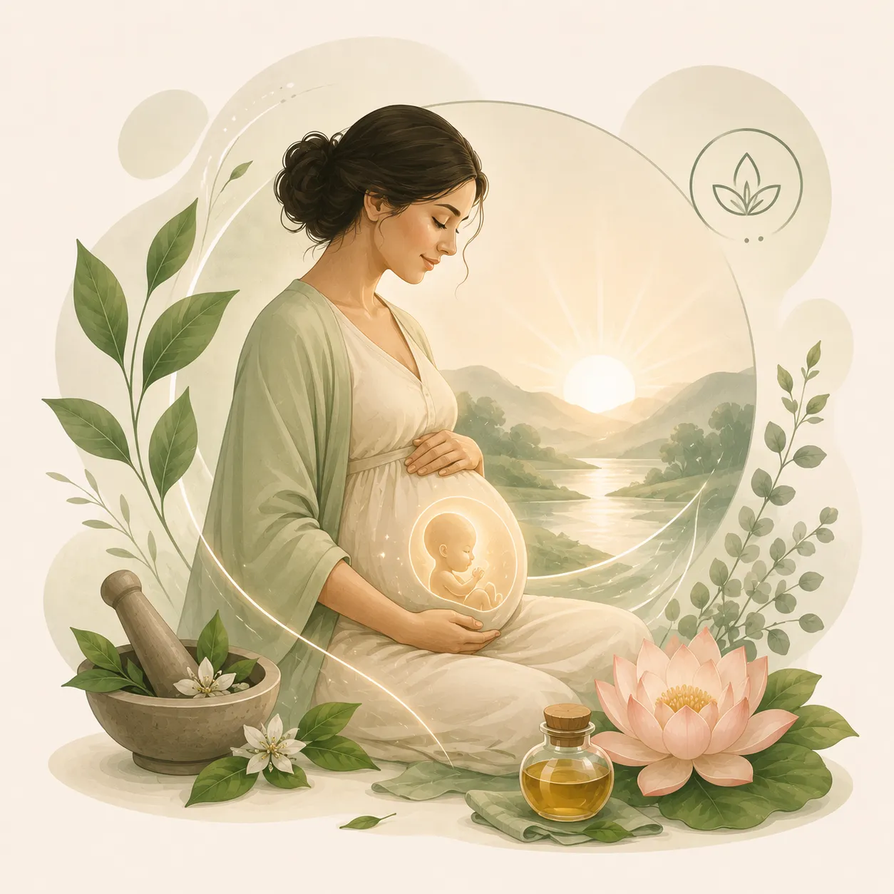Healthy pregnancy and Garbha Sanskar illustration