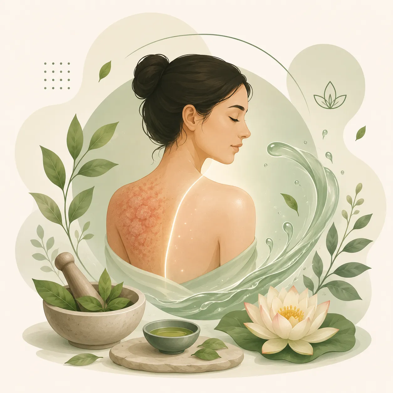 Psoriasis skin treatment illustration