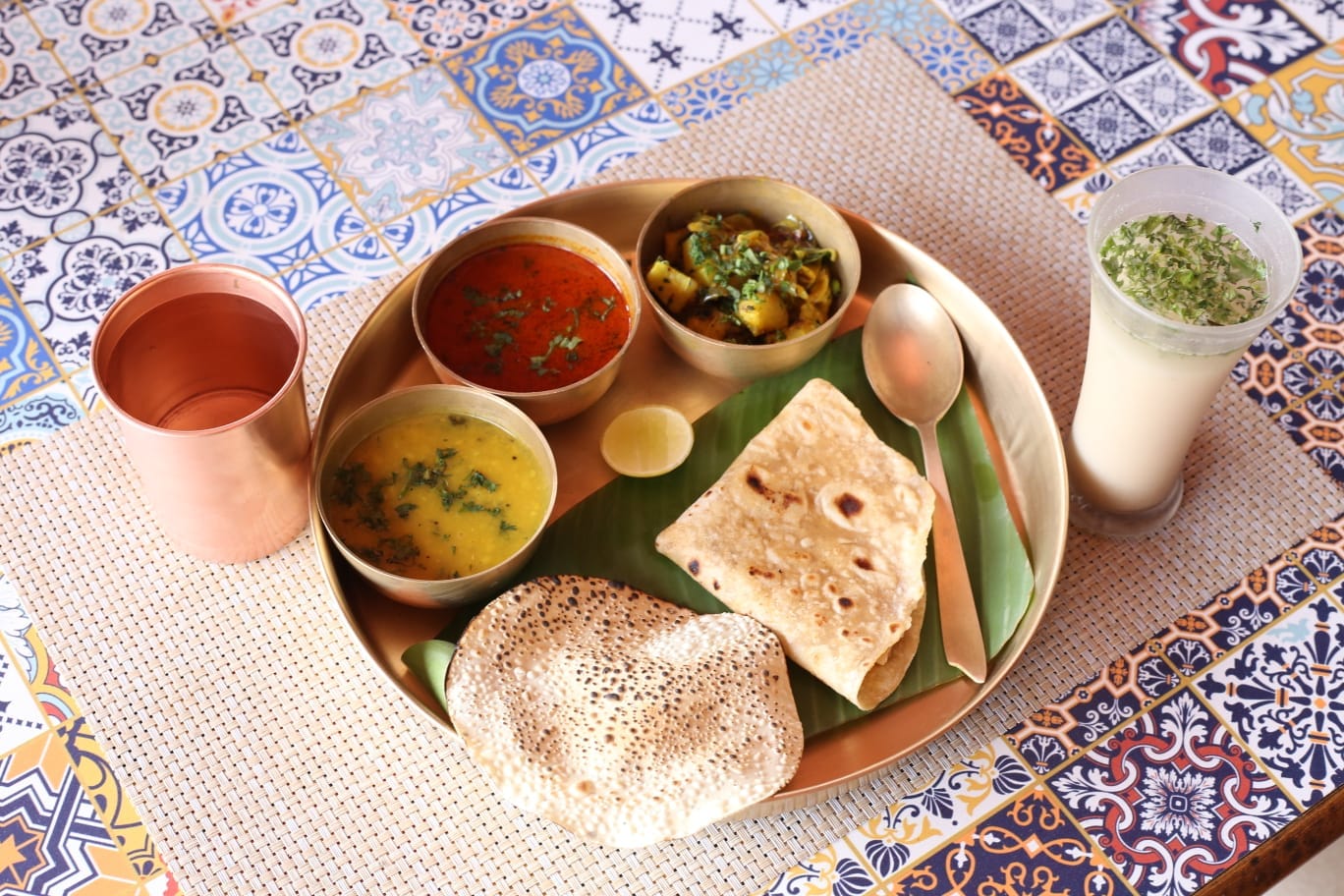 Sattvic Ayurvedic thali served at Tapasya Health & Wellness